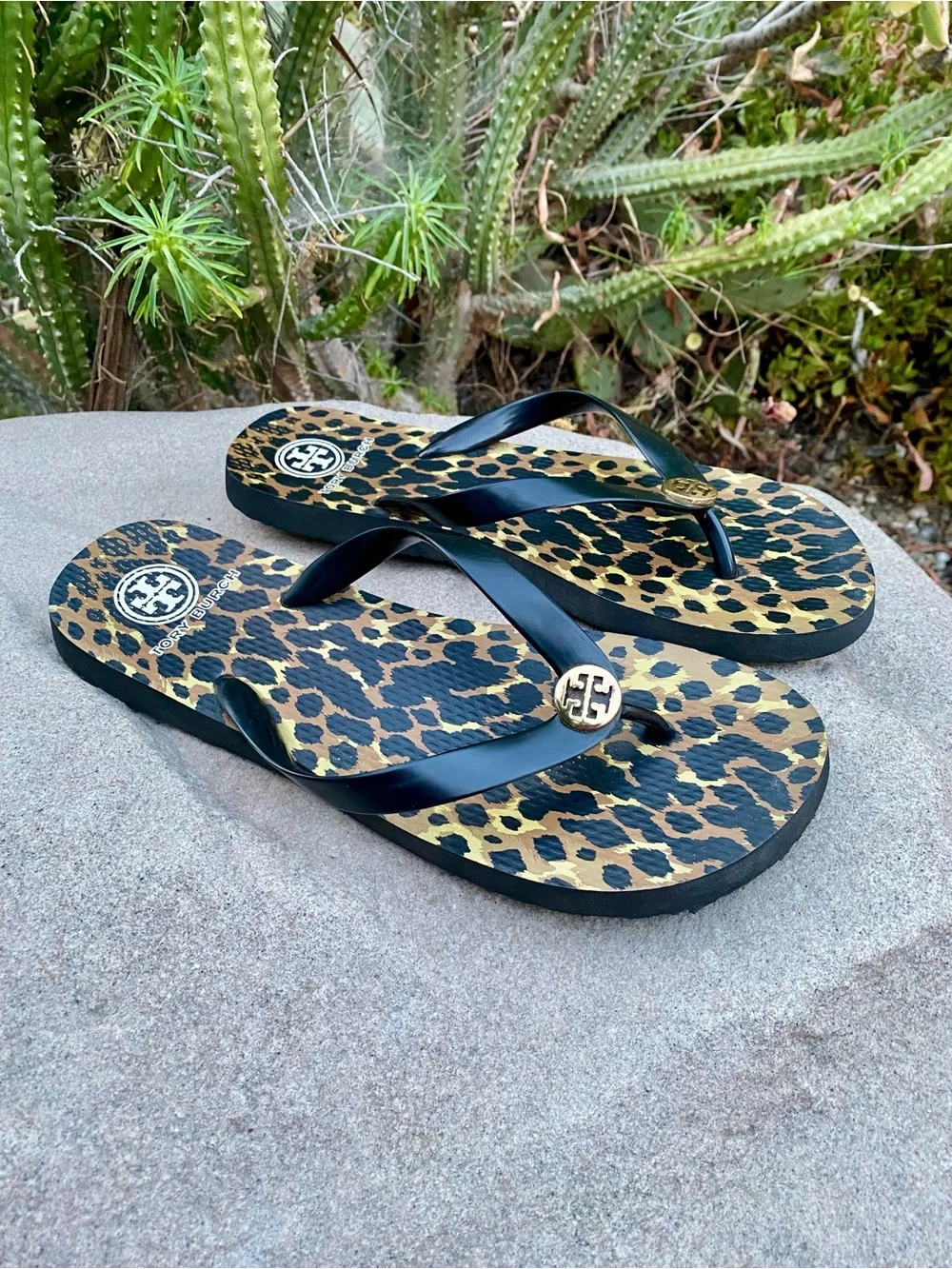 Tory Burch Leopard Print Flip Flops